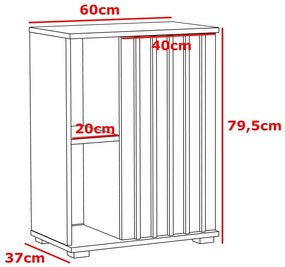 Nočný stolík do spálne 60 cm s lamelovými dvierkami