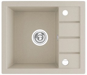 Laveo Trzynastka, 1-komorový granitový drez 570x495x185 mm, béžová, LAV-SBP_413T
