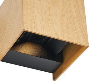 Škandinávske vonkajšie nástenné svietidlo s drevenou potlačou vrátane LED IP54 - Edwin