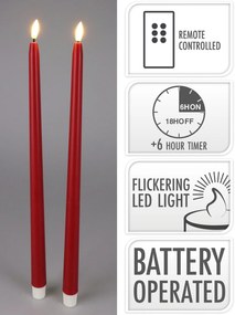 Sada 2 ks LED svíček GLOW červená