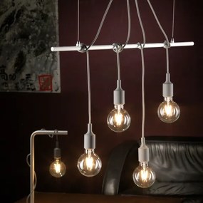 ONLI - Luster na lanku WIRE 4xE27/15W/230V šedá/biela