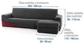 Super strečové poťahy NIAGARA antracitová sedačka s otomanom vpravo (š. 200 - 300 cm)