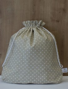 Funkčné vrecko Wrapáček, obal vel. XL na chlieb aj pečivo, režný s bodkou