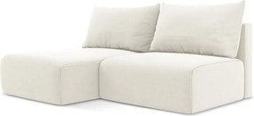 Krémovobiela zamatová rozkladacia/s úložným priestorom rohová pohovka (ľavý roh/s leňoškou) Kalena – Makamii