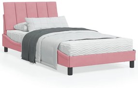 Rám postele s čelom ružový 100x200 cm zamat 3207836