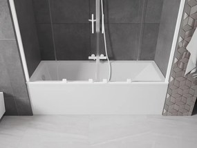 Mexen Velar Duo, vaňová zástena 2-krídlová s posuvnými dverami 190 x 150 cm, 8mm číre sklo, biely profil, 896-190-000-02-20
