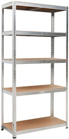 Regál 150x75x30 cm strieborný