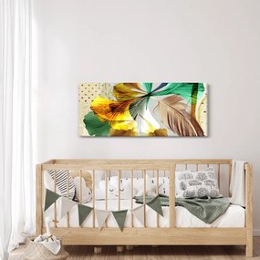 Obraz - Listy s pierkom (120x50 cm)