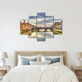 Obraz mesta s riekou (150x105 cm)
