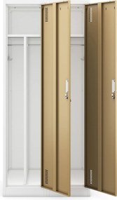 Zamestnanecká skrinka štvorkomorová biela/orech, 800x1800x500 mm: KACPER Eco Design