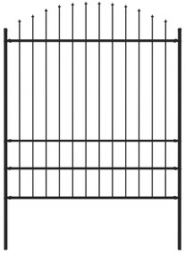 Záhradný plot s hrotmi, oceľ (1,75-2)x1,7 m, čierny