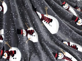 Svietiaca vianočná mikroplyšová deka SNOW BUDDY, sivá Rozmer: 150 x 200 cm