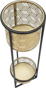 Dvojúrovňový kvetinový stojan Doppio čierno-zlatý