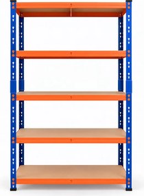 Regál 180x120x40 cm lakovaný 5-policový, nosnosť 1000 kg - modro-oranžový