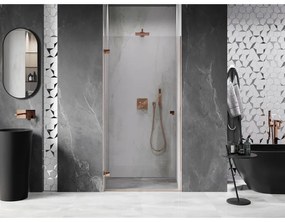 Mexen Lunar-B, ľavé otočné sprchové dvere 65 cm, 8mm číre sklo, ružové zlato profil, 832-065-000-60-00-L