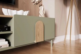 RTV skrinka Amilio 170 cm so zásuvkou na nožičkách - eukalyptus / dub baltic dune / úchyty dub prírodný