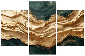 Obraz - Zelená abstrakcia so zlatom II. (90x60 cm)