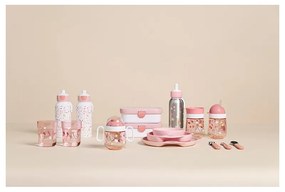 Detská fľaša v bielej a svetloružovej farbe 400 ml Flowers &amp; butterflies – Mepal