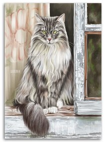 Gario Obraz na plátne Vidiecka mačka na parapete - Svetlana Gracheva Rozmery: 80 x 120 cm
