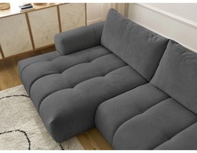 Tmavosivá rozkladacia/s úložným priestorom rohová pohovka (ľavý roh/s leňoškou) Fuji – Bobochic Paris