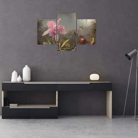 Obraz - Martin Johnson Heade, Cattleya Orchid and Three Hummingbirds, reprodukcia (90x60 cm)