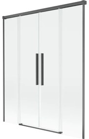Mexen Rox, 2-krídlová posuvná vaňová zástena 140 x 150 cm, 8mm číre sklo, brúsený grafit profil, 8C9-140-002-66-00