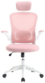 Ergonomická kancelárska stolička s bedrovou opierkou, opierkou hlavy, ružová