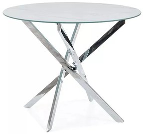 Jedálenský stôl Agis 90 cm biely mramor/chróm