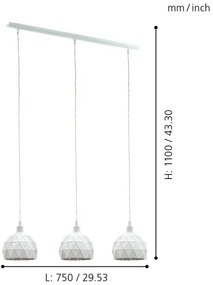 Eglo 97857 - Luster na lanku ROCCAFORTE 3xE14/40W/230V