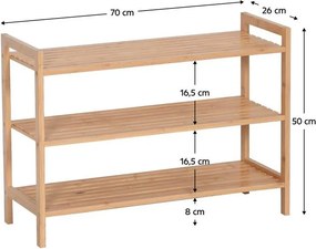 Tempo Kondela Botník 3-policový, bambus, KRENO, Hnedá