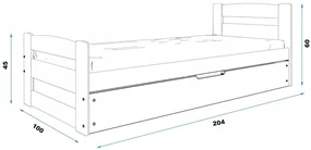 Interbeds Detská postel David Ernie hnedá + matrac 200x90cm