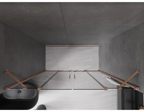 Mexen Velar Duo, posuvné sprchové dvere do otvoru 170 cm, 8mm šedé sklo, medená matná, 871-170-000-42-65
