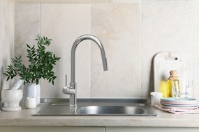Invena Farsala, drezová batéria s výsuvnou 2-funkčnou výlevkou h-433, chrómová, INV-BZ-40-U01-S