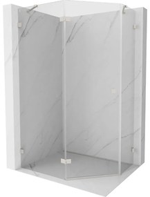 Mexen Lunar, päťuholníkový sprchový kút s ľavým náklonom 100 x 90 cm, 8mm číre sklo, oceľový profil, 831-100L-090P-97-00-L