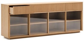 Vitrína v dekore duba s posuvnými dverami v prírodnej farbe 200x80x40 cm Helvine – Kave Home