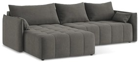 Tmavosivá rozkladacia/s úložným priestorom rohová pohovka (ľavý roh/s leňoškou) Moku – Makamii