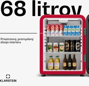 Klarstein Audrey Evo chladnička na nápoje, Retro dizajn, sklenené dvere, 68 L, EEK C