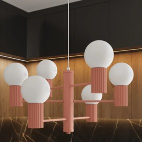 Luster Halo, 6x biele sklenené tienidlo, p