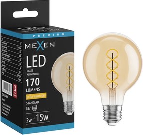Mexen Vintis, LED filamentová žiarovka E27, G80, 2 W, teplá biela 2200K, jantárová, L165-E27-0222-50