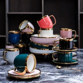 Šálka SINNES s podšálkou, smaragdová  ALL 978054