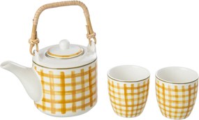 Konvice a šálky z kameniny hořčicově žluté – 16*11,5*12 cm