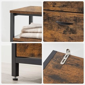 Skrinka na topánky, úžky botník so 4 dvierkami, rustikálny hnedý