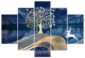 Obraz jeleňov pri splne (150x105 cm)