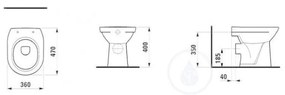 LAUFEN Pro Stojacie WC, 470 mm x 360 mm, s LCC, biela H8219584000001