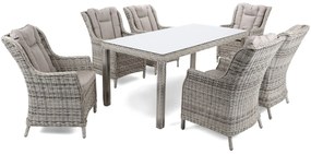 Záhradná jedálenská súprava KINGSTON 180 svetlo-sivá + svetlé podušky