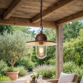 Moderné vonkajšie závesné svietidlo hrdzavohnedé IP44 - Kansas