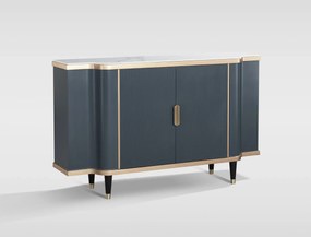 Komoda Stilig ST317 150 cm šedomodrá/zlatá