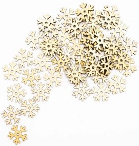 DECOLED Drevená dekorácia snehová vločka, 2 cm, 50 ks v balení