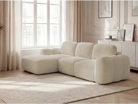 Béžová rozkladacia/s úložným priestorom rohová pohovka z textílie buklé (ľavý roh/s leňoškou) Montaigne – Bobochic Paris