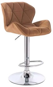 LuxuryForm DESIGN Barová stolička MILANO VELUR na striebornom tanieri - hnedá